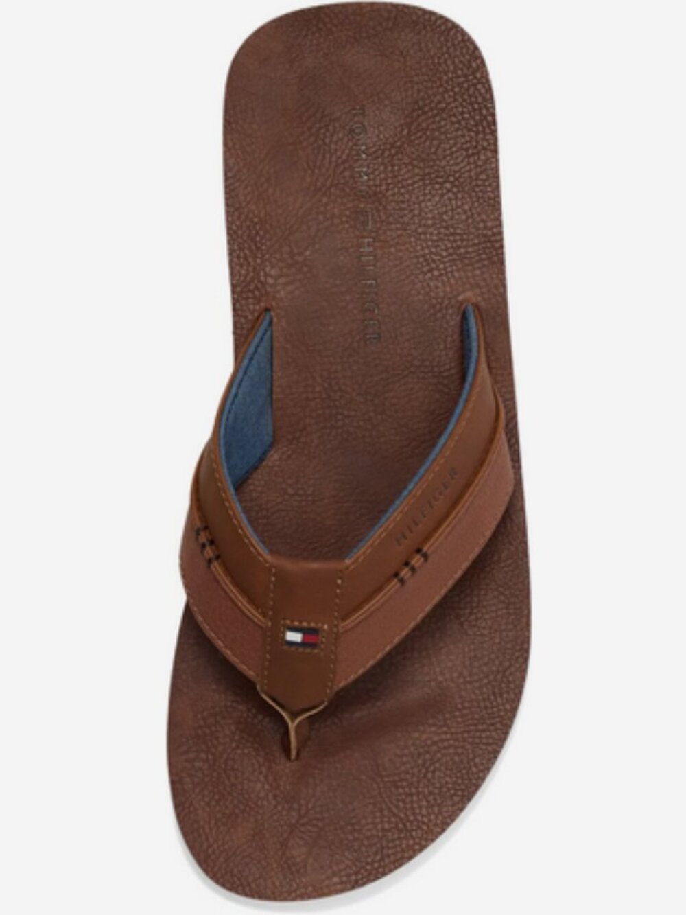 TOMMY HILFIGER Davidson sandal flip flops faux leather Mens size 10 Brown